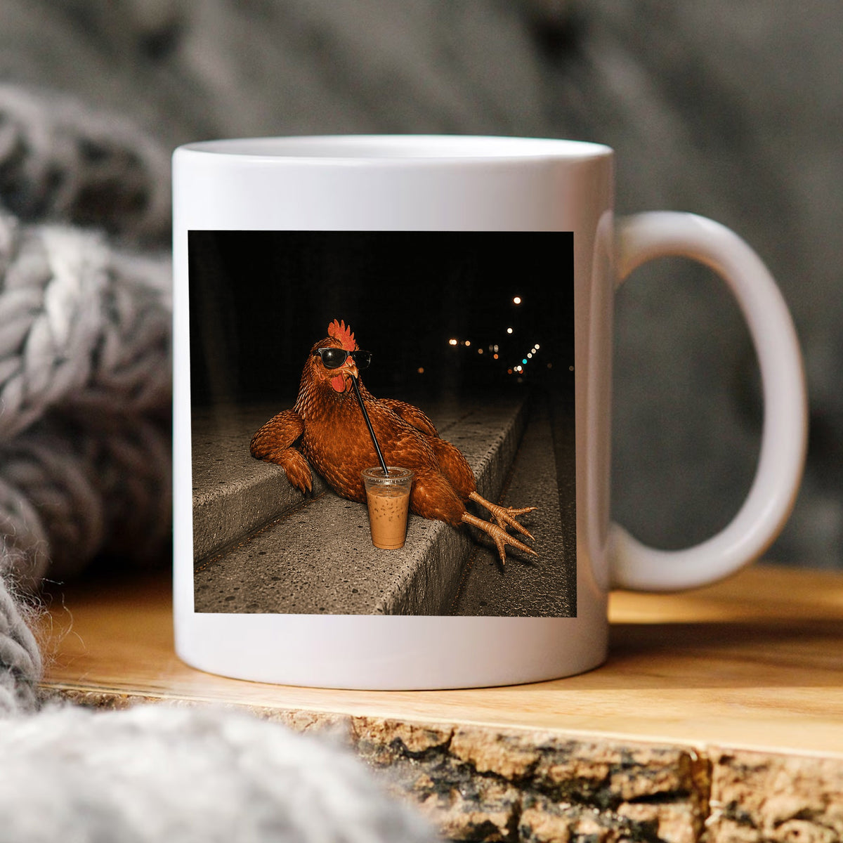Cool Chicken With Iced Coffee PNG, Funny Chicken PNG, Trendy Hen PNG