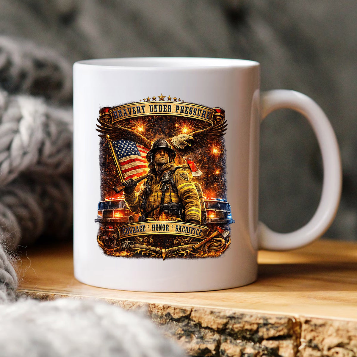 Firefighter Bravery Under Pressure PNG, American Flag PNG