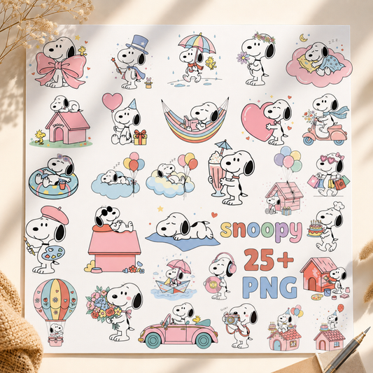 Snoopy Bundle 25+ PNG, Cute Dog Clipart Set | SvgBundleHub