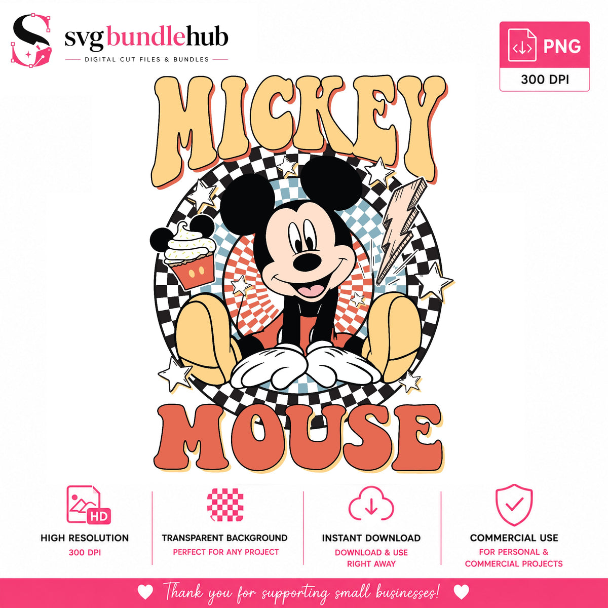 Mickey Mouse Retro Checkered PNG | SvgBundleHub