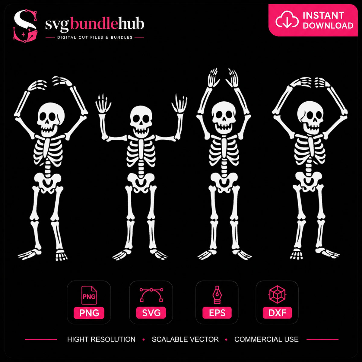 Dancing Skeleton Halloween SVG, Spooky Bone Cricut Cut File