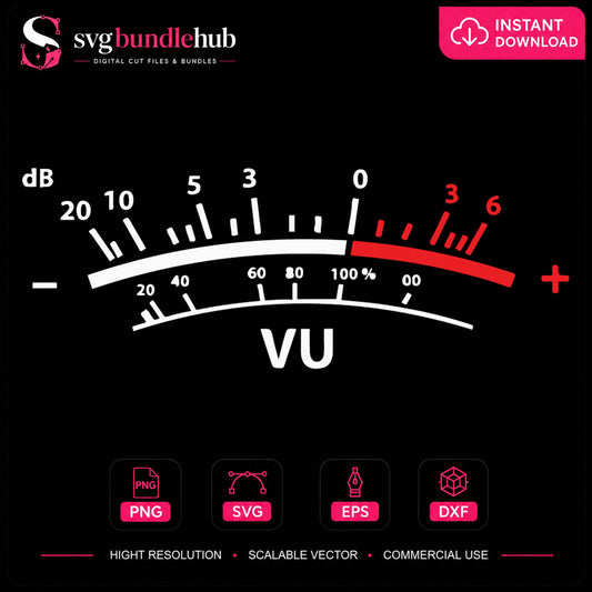 VU Meter Audio Decibel Scale SVG, Music Vinyl Cricut Clipart