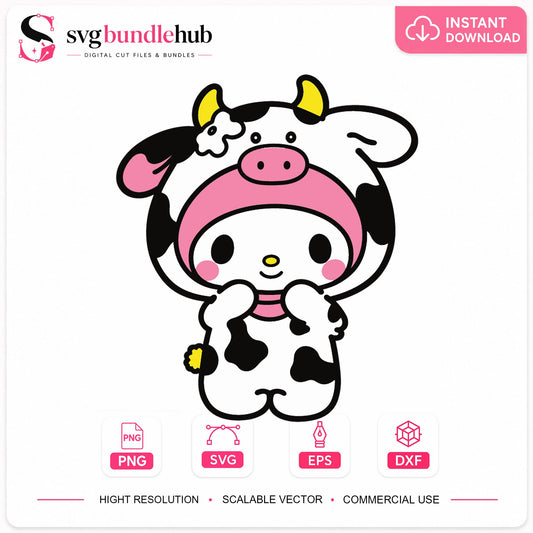 My Melody Cow Costume Sanrio Cricut Cut File SVG