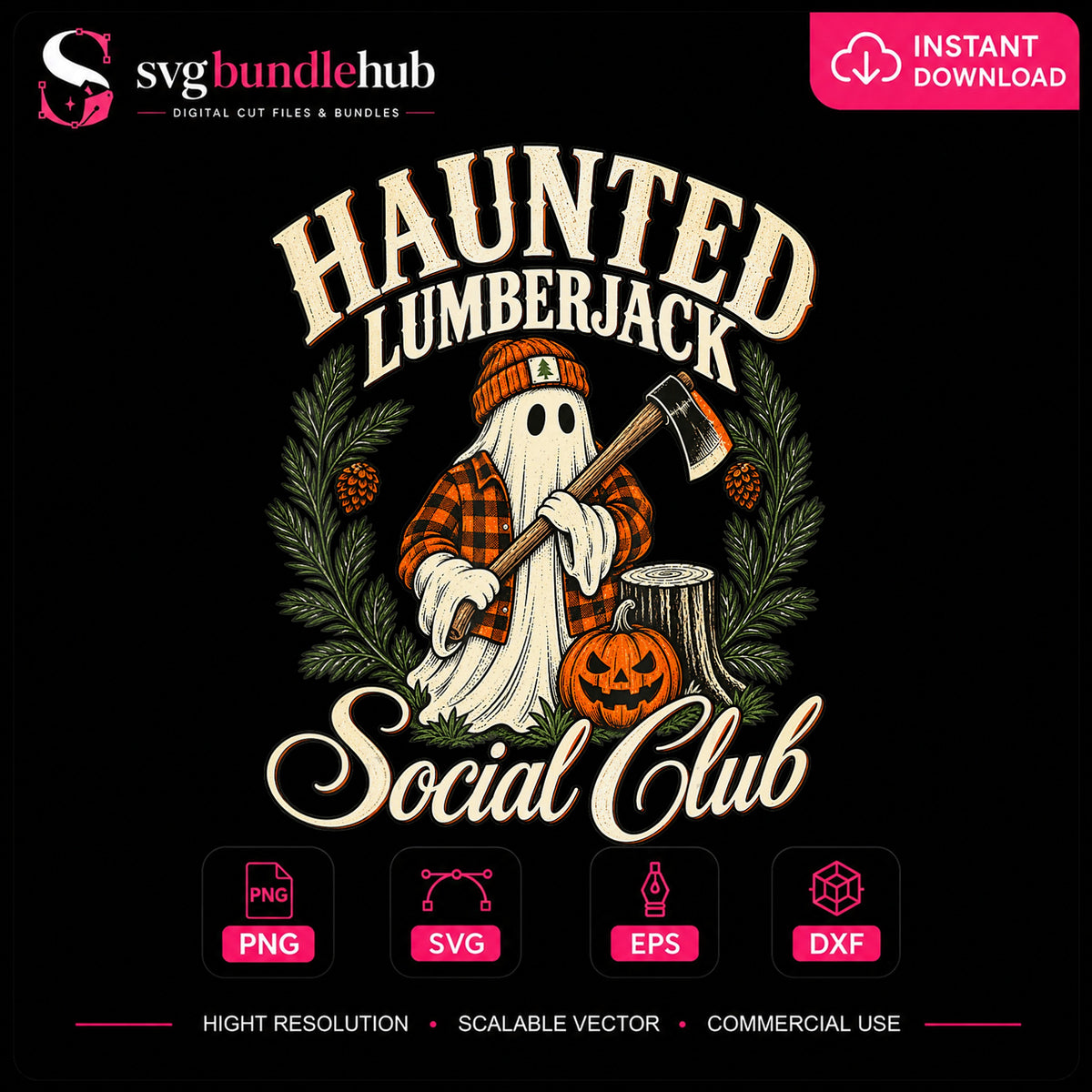 Haunted Lumberjack Social Club Ghost Halloween PNG