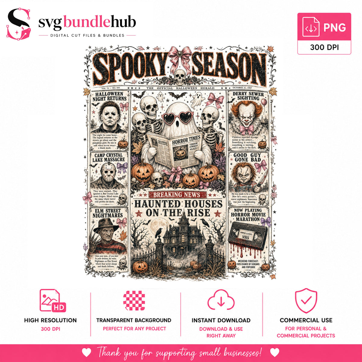 Spooky Season Horror Newspaper PNG | SvgBundleHub