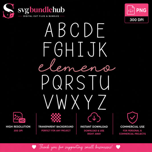Alphabet Letters PNG Bundle, Font Clipart, Instant Download PNG