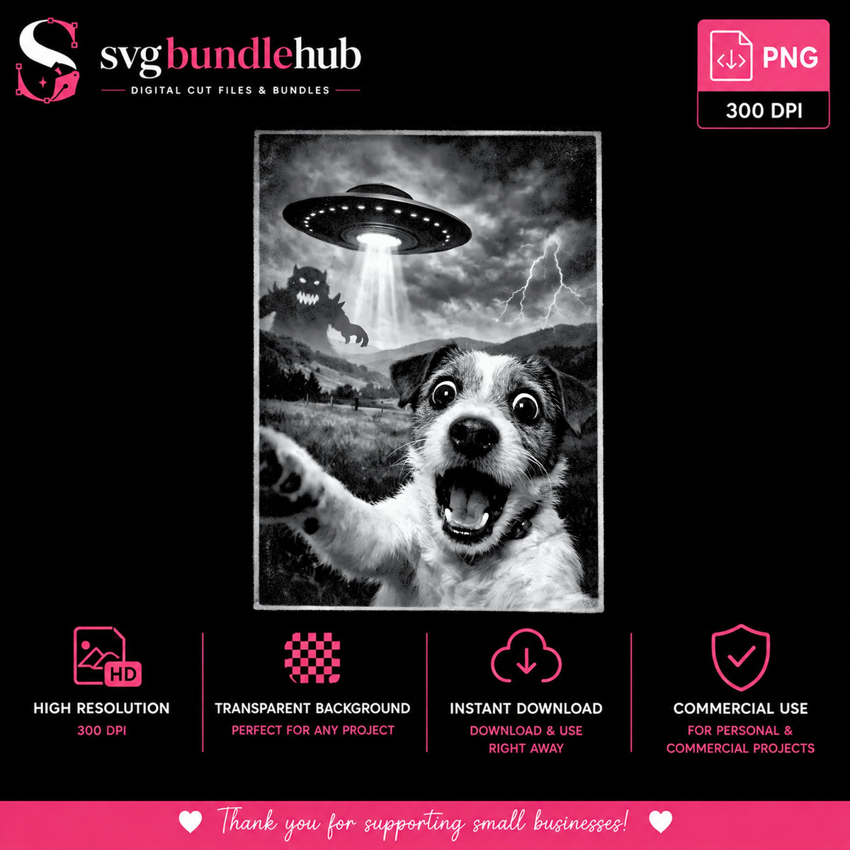 Dog Selfie UFO Abduction PNG, Alien Monster Vintage PNG, Funny Dog PNG