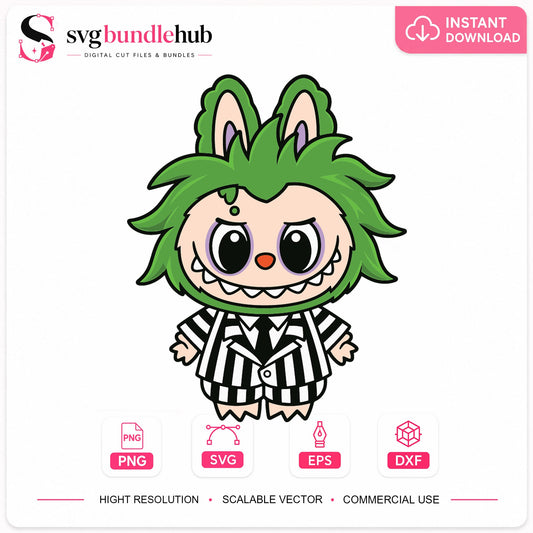 Beetlejuice Bunny Kawaii SVG, Cute Horror Cricut Clipart