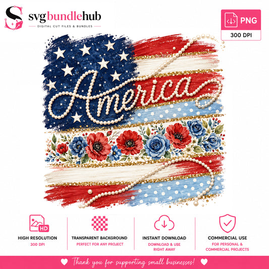 {"title":"America Floral Flag Pearl PNG | SvgBundleHub
